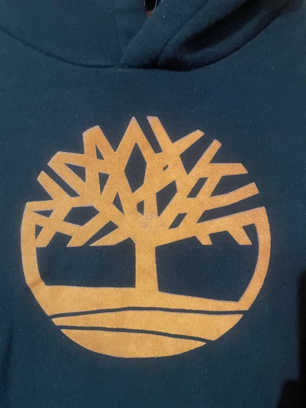NWOT Timberland Black Hoodie with Orange Tree Logo 14-16 - Picture 2 of 4